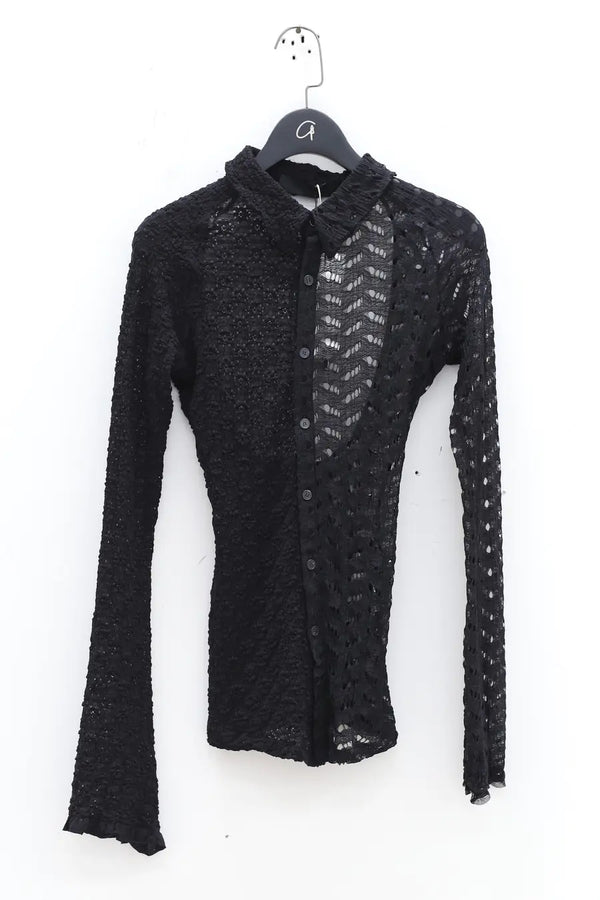 Un Morceau Stretch Knit Back Cutout Panel Shirt UM231SZ27